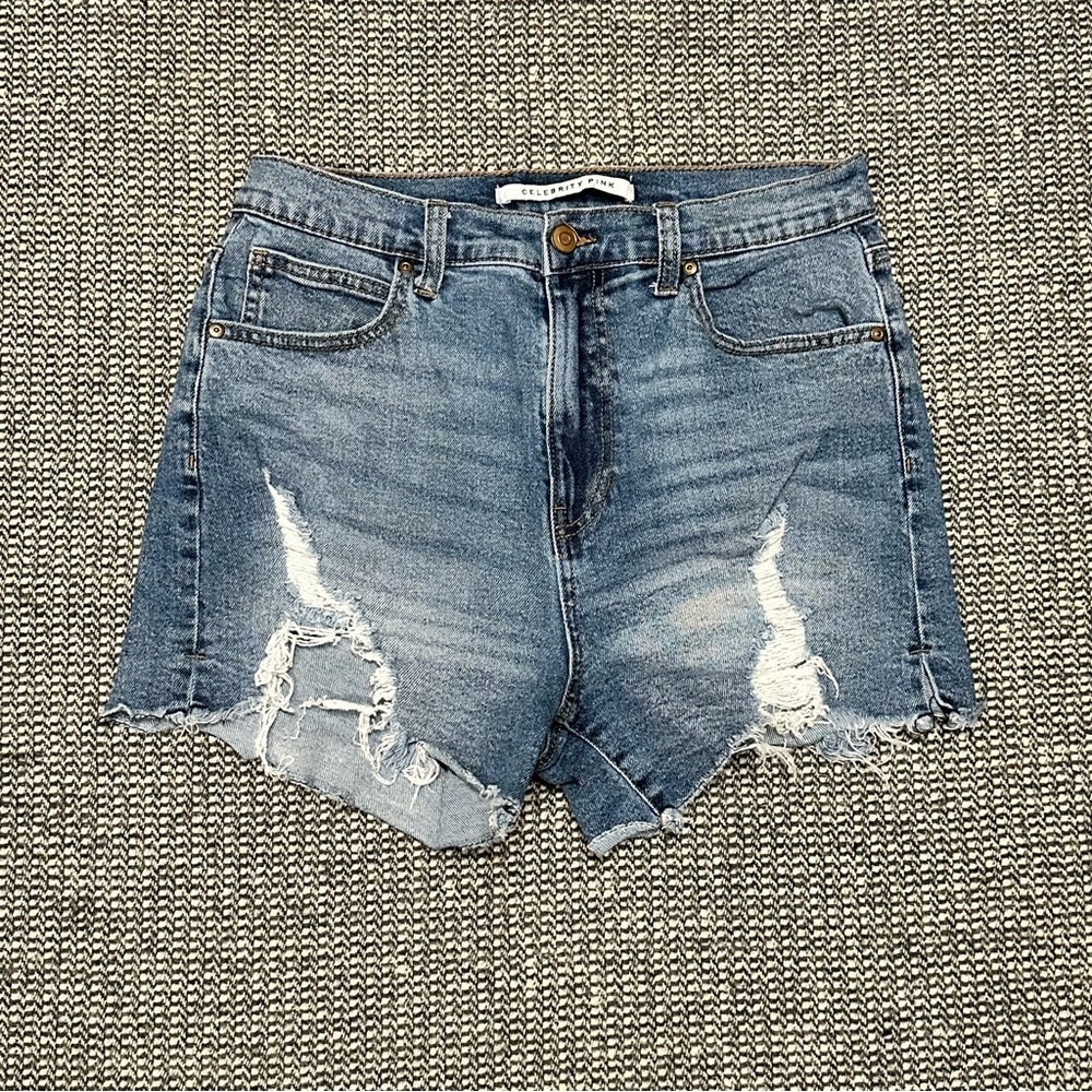 Celebrity Pink Distressed Denim Shorts - Blue